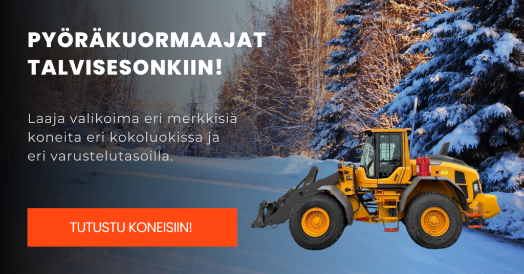 Pyörakuormaajat talvisesonkiin Konesillan laajasta varastosta.